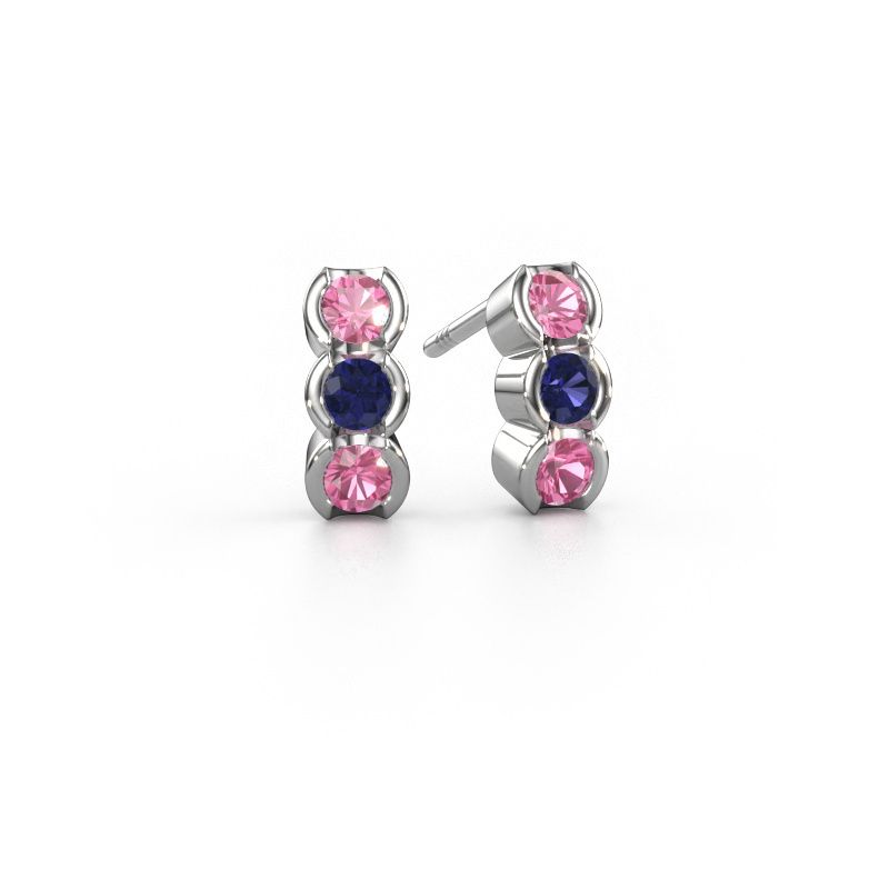 Boucles d'oreilles Lotte 585 or blanc saphir rose 3 mm