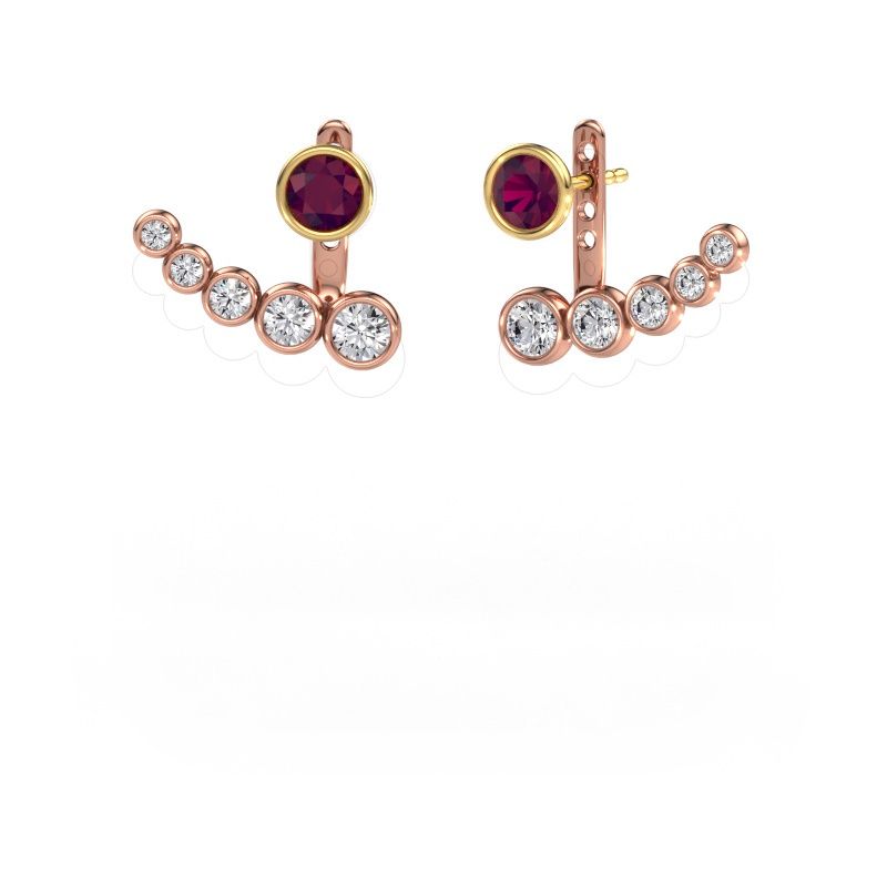 Oorbellen Wendy 585 rosé goud rhodoliet 5 mm