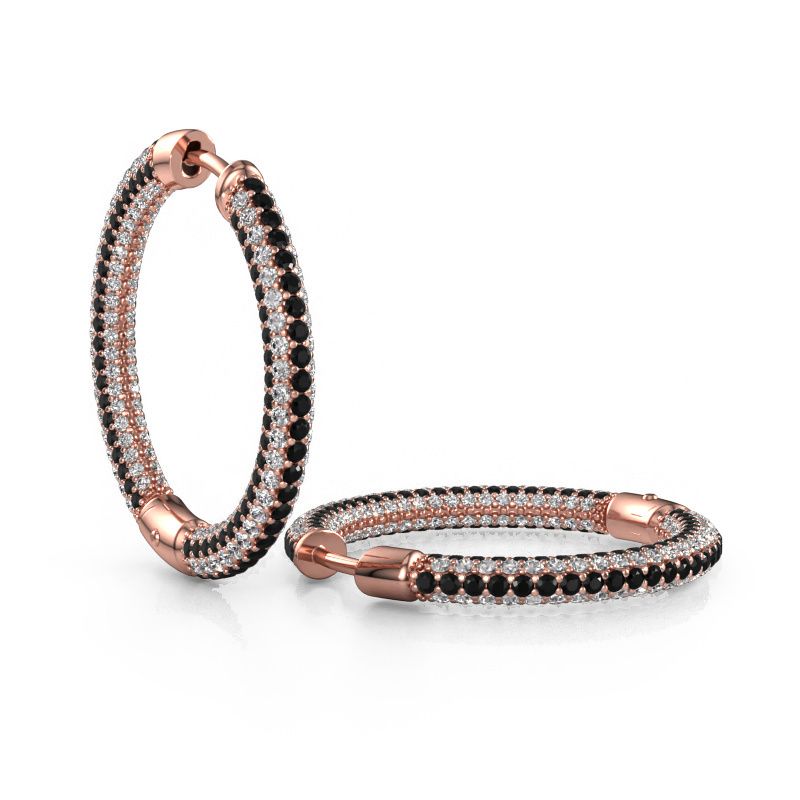 Creolen Hope 20mm 585 rosé goud zwarte diamant 3.775 crt