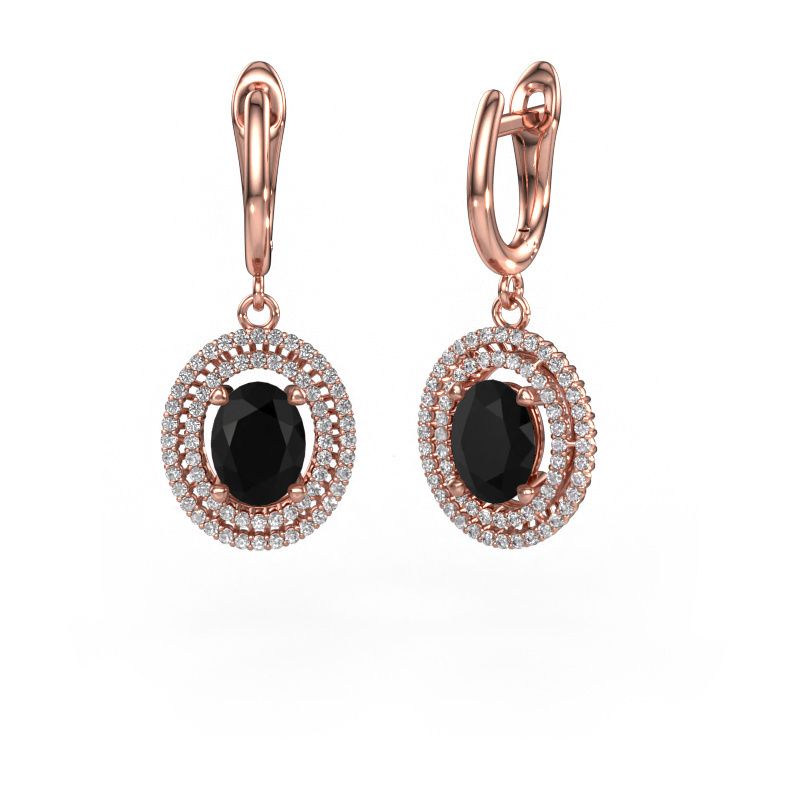 Pendants d'oreilles Karren 585 or rose diamant noir 3.44 crt