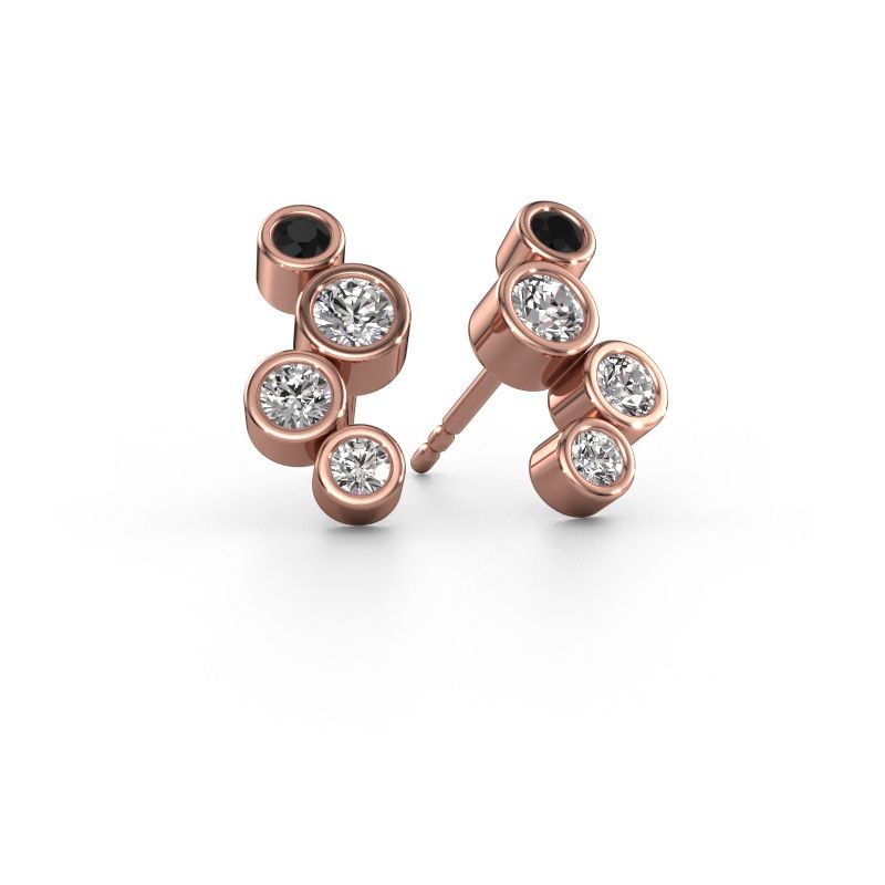 Oorstekers Marlys 2 585 rosé goud zwarte diamant 0.824 crt