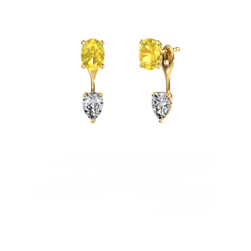 Drop earrings Kate OVL-PER 585 gold yellow sapphire 7x5 mm