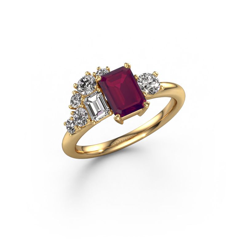 Ring Sabina 585 gull rhodolitt 7x5 mm