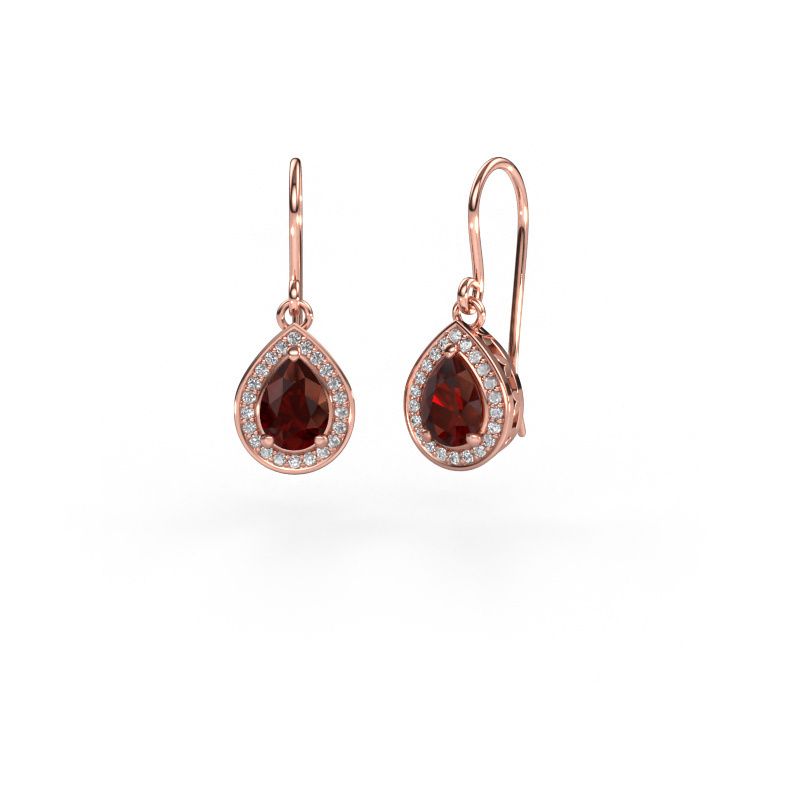 Pendants d'oreilles Beverlee 1 585 or rose grenat 7x5 mm