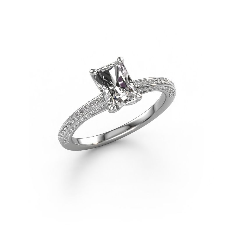 Engagement ring Elenore rad 585 white gold custom diamond 7x5 mm