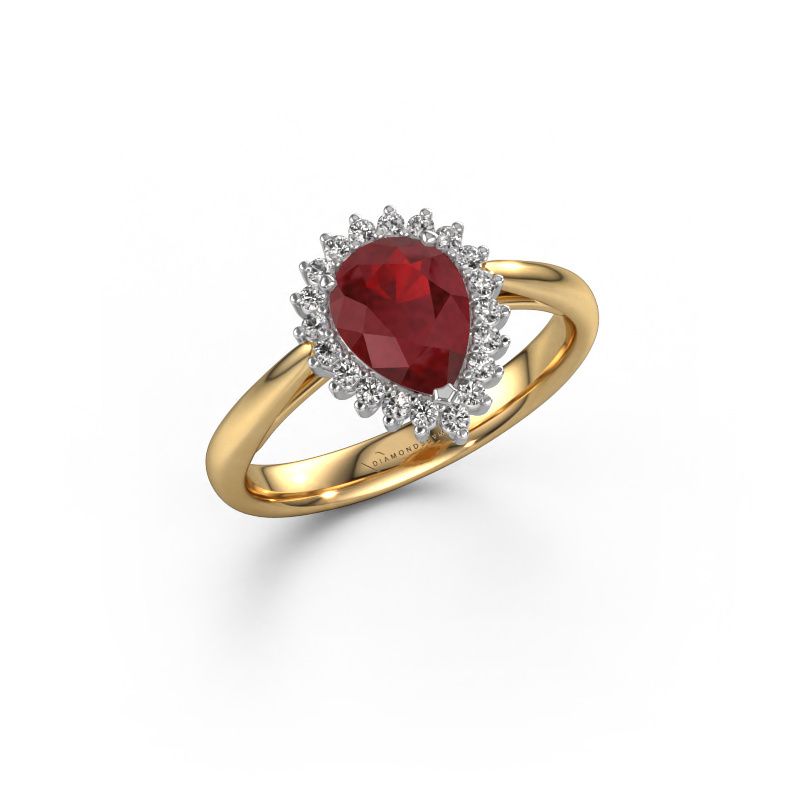 Bague de fiançailles Tilly per 1 585 or jaune rubis 8x6 mm