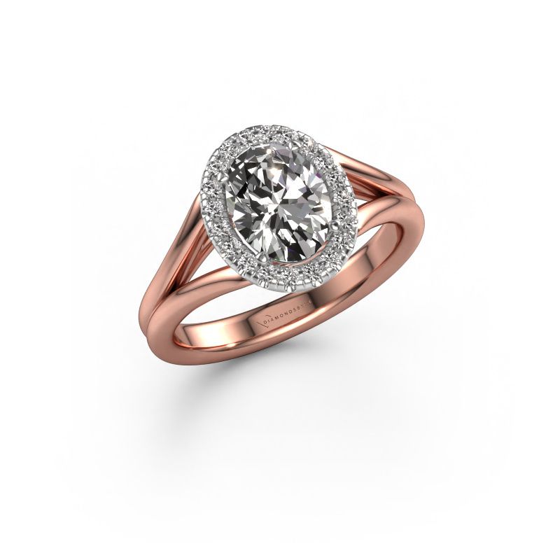 Verlovingsring Verla ovl 1 585 rosé goud lab-grown diamant 0.43 crt