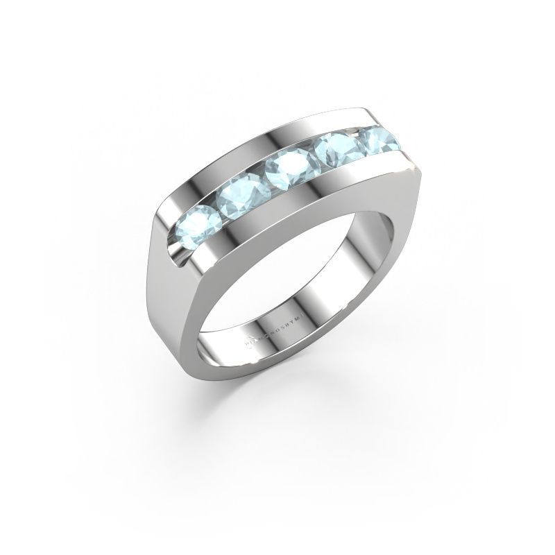 Bague pour homme Richard 950 platine aigue-marine 4 mm