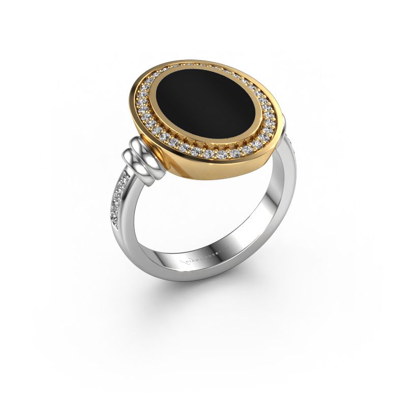 Men's ring Servie 3 585 white gold onyx 14x10 mm