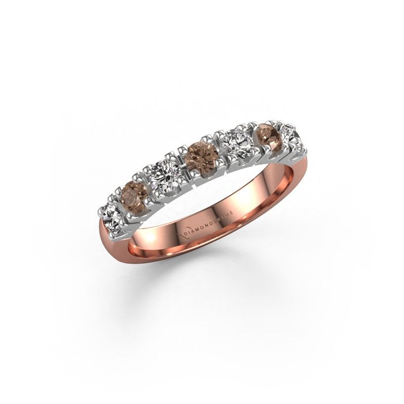 Ring Rianne 7 585 rosé goud bruine diamant 0.70 crt
