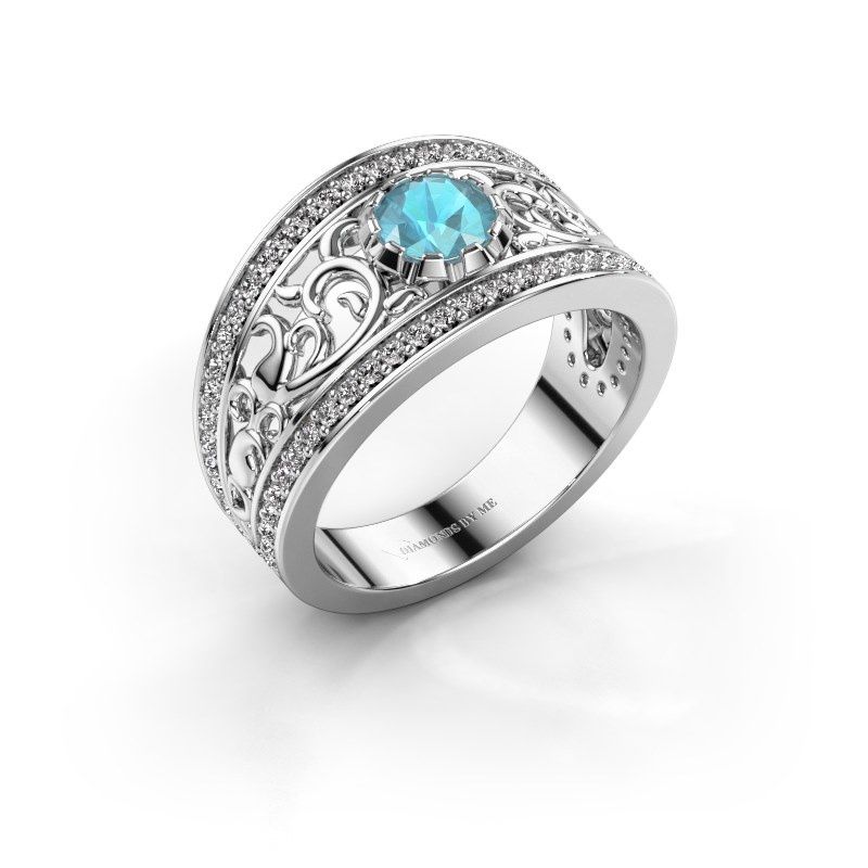 Image de Bague Marilee<br/>585 or blanc<br/>Topaze bleue 5 mm