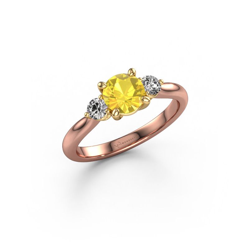 Verlobungsring Lieselot RND 585 Roségold Gelb Saphir 6.5 mm