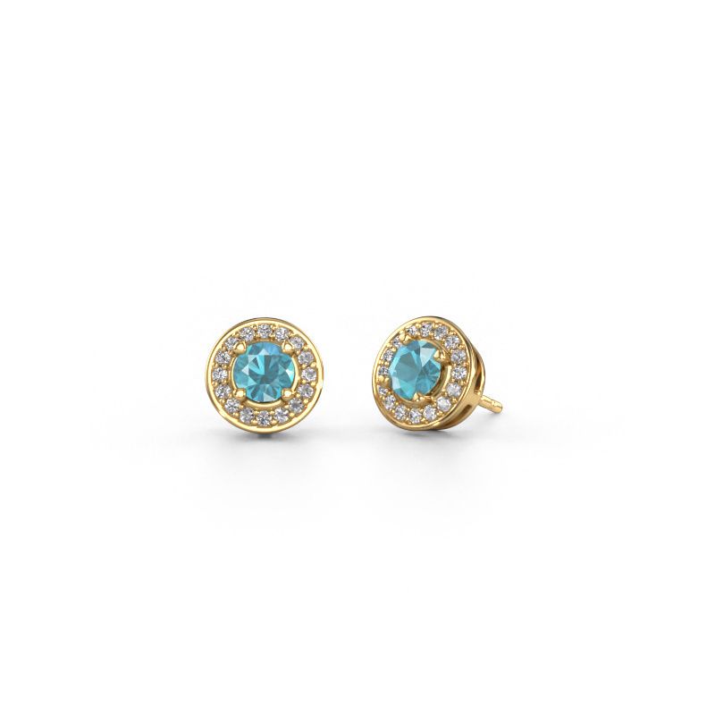 Clous d'oreilles Agaat 585 or jaune topaze bleue 5 mm