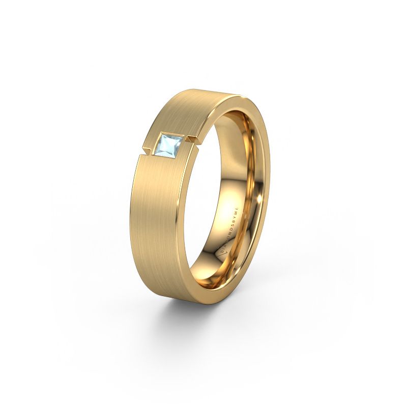 Wedding ring WH2040L 585 gold aquamarine ±5,5x2.2 mm