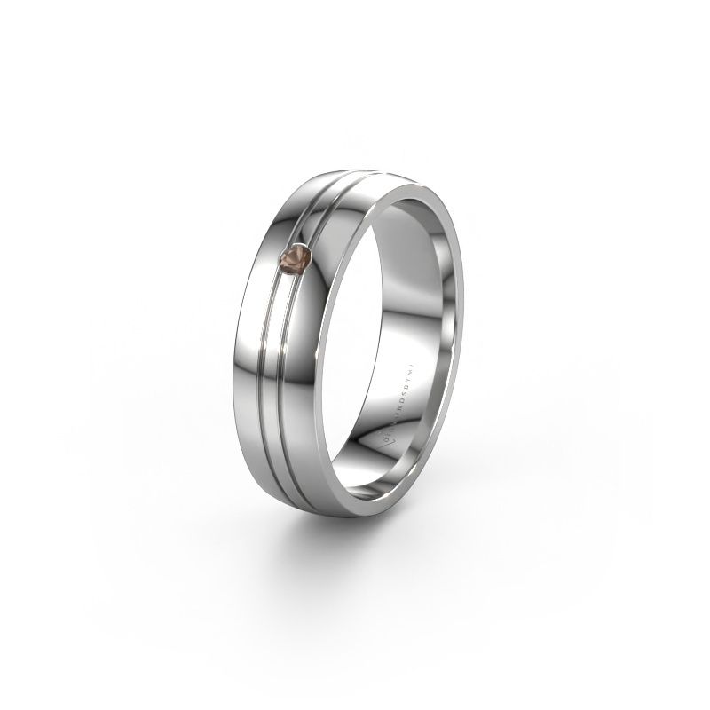 Wedding ring WH0420L25X 950 platinum smokey quartz ±5x1.5 mm