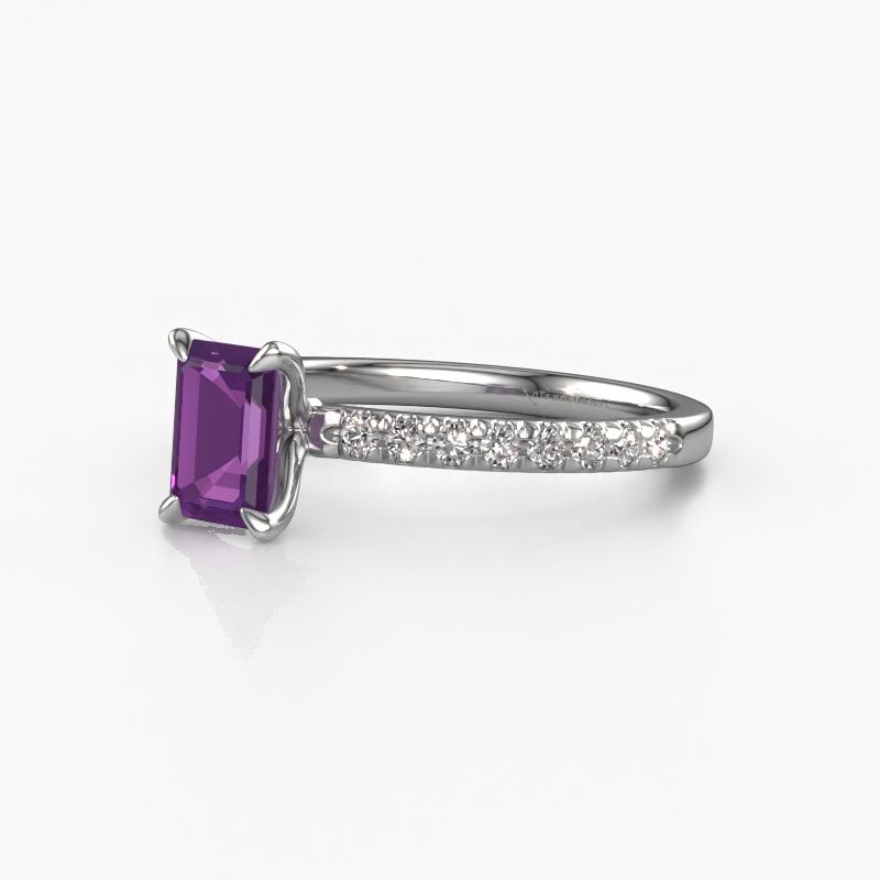Image of Engagement Ring Crystal Eme 2<br/>950 platinum<br/>Amethyst 6.5x4.5 mm