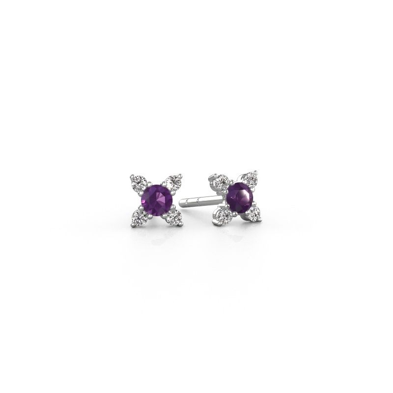 Earrings Nina 585 white gold amethyst 3 mm