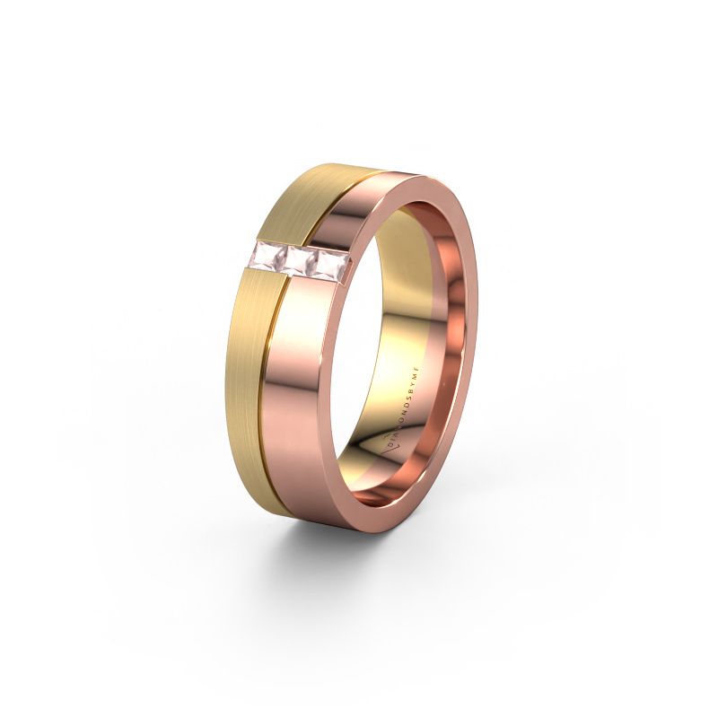 Wedding ring WH0906L16A 585 rose gold morganite champagne ±6x1.7 mm