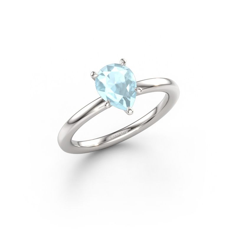 Verlovingsring Crystal PER 1 585 witgoud aquamarijn 8x6 mm
