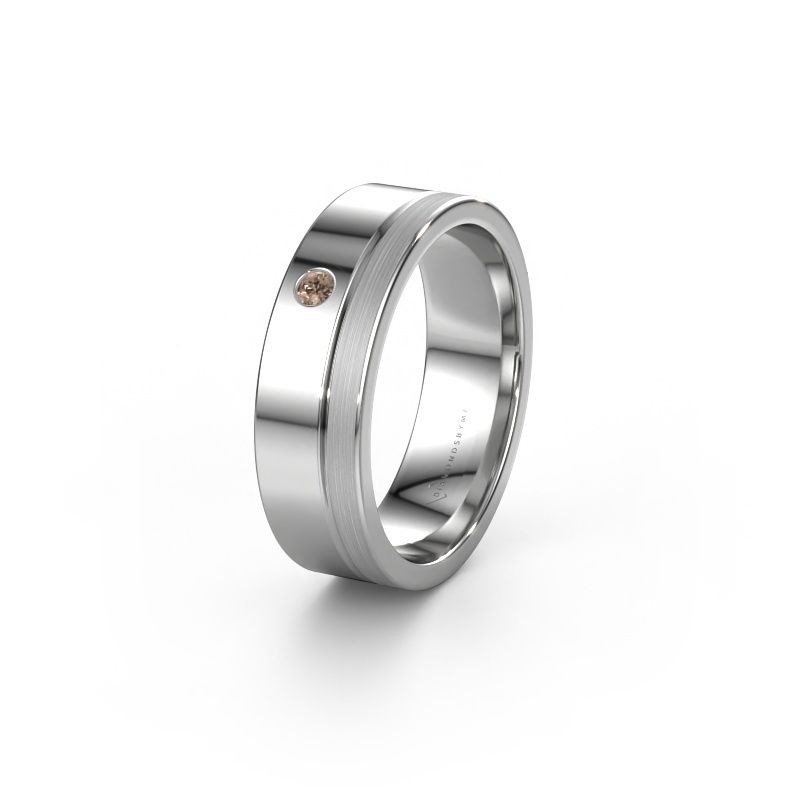 Trouwring WH0301L16APM 950 platina bruine diamant ±6x1.7 mm