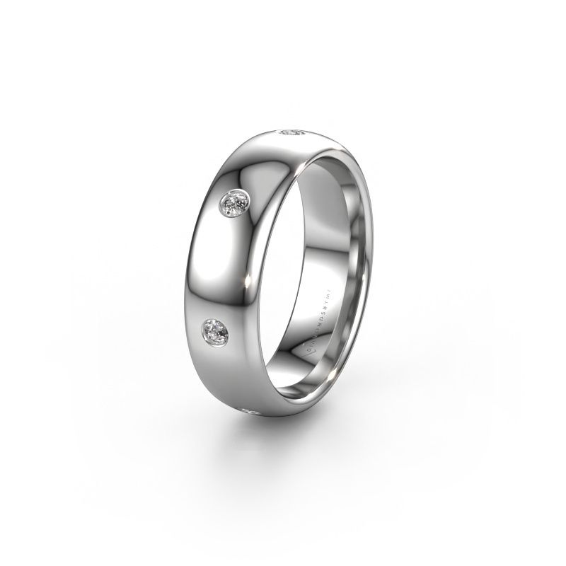 Trouwring WH0105L36BP 585 witgoud zirkonia ±6x2 mm