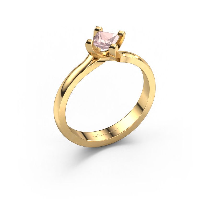 Engagement ring Dewi Square 585 gold morganite champagne 4 mm