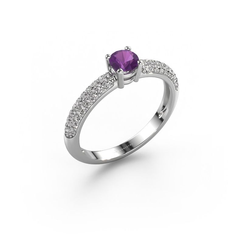 Verlovingsring Marjan 585 witgoud amethist 4.2 mm