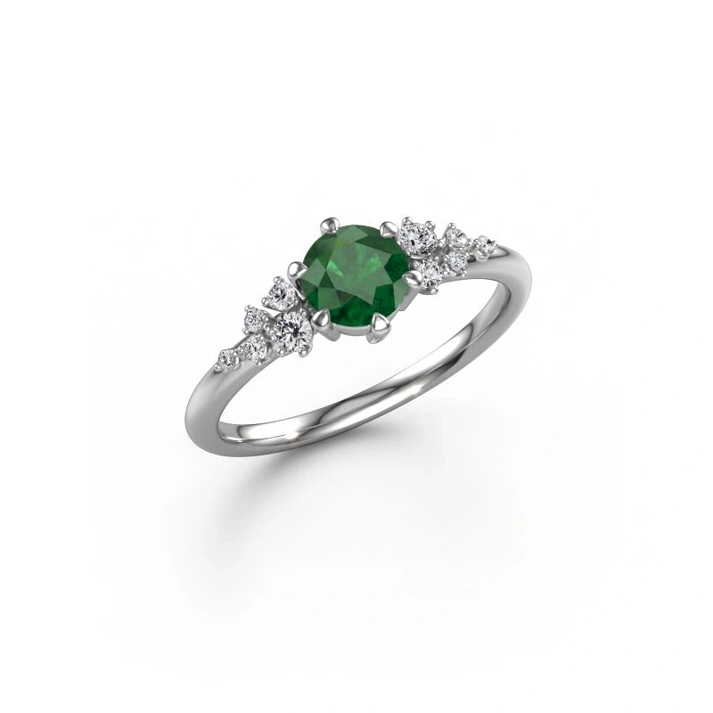 Ring Royce RND 585 witgoud smaragd 5.5 mm