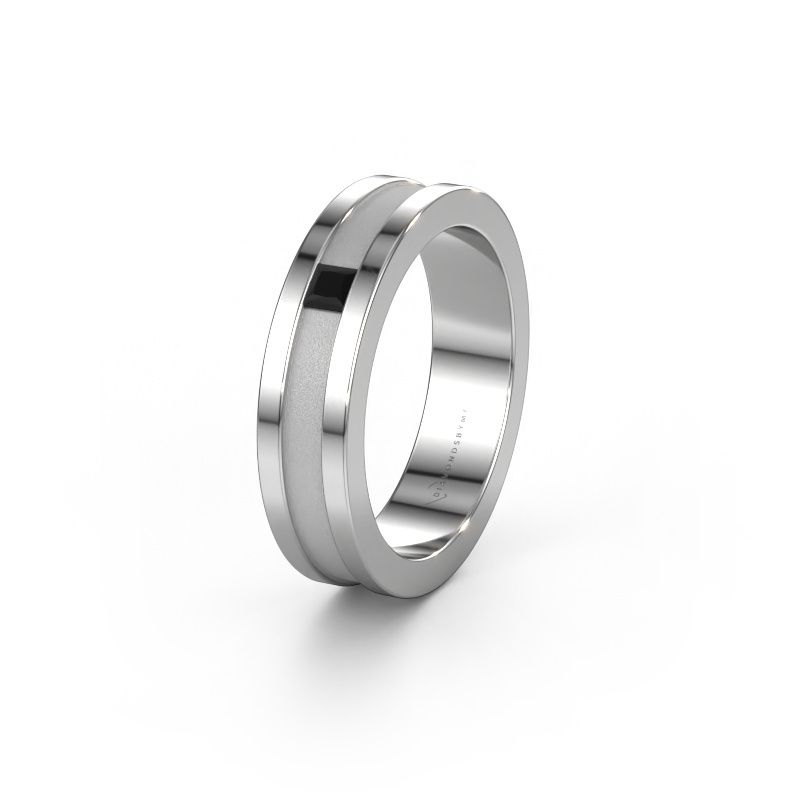 Trouwring WH2001L 950 platina zwarte diamant ±5x2 mm