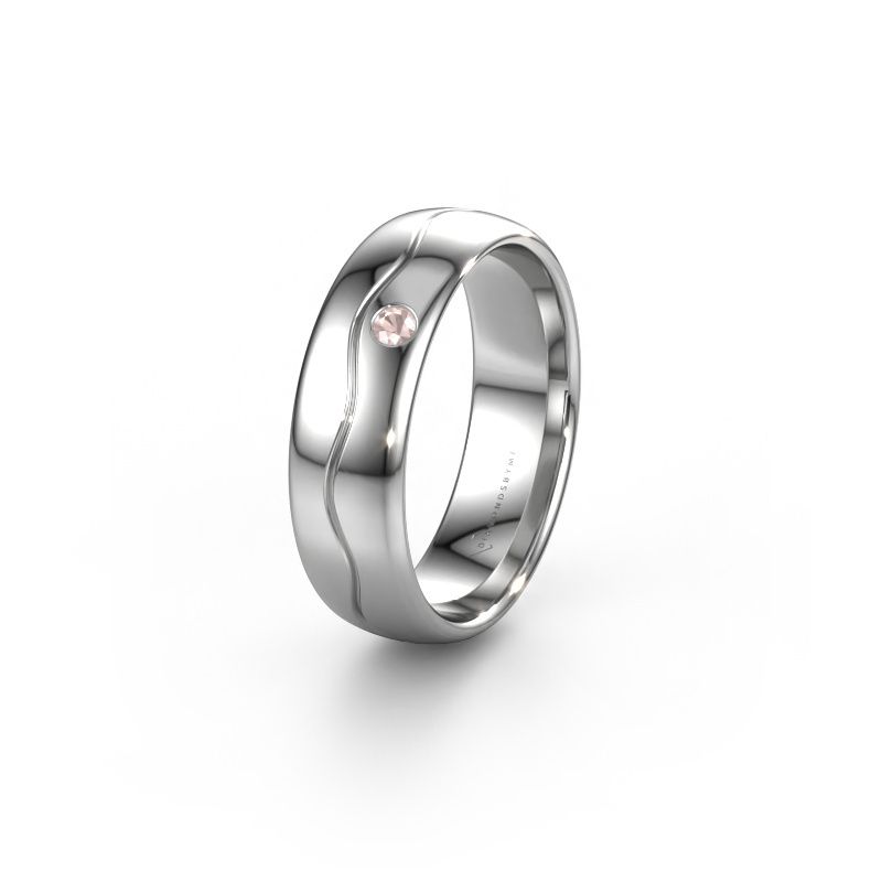 Wedding ring WH0701L36AP 950 platinum morganite champagne ±6x1.7 mm