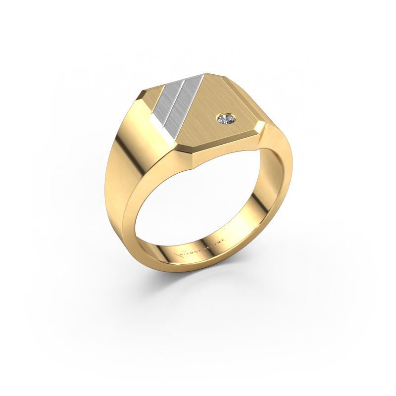 Signet ring Patrick 2 585 gold lab grown diamond 0.03 crt