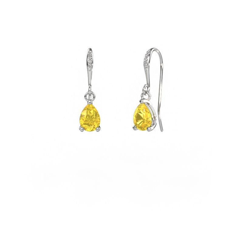 Pendants d'oreilles Laurie PER 2 585 or blanc saphir jaune 7x5 mm