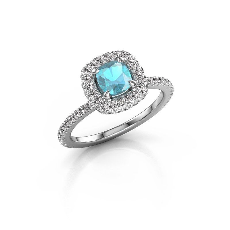 Image of Engagement ring Talitha CUS 585 white gold blue topaz 5 mm