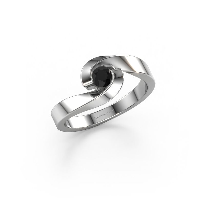 Verlovingsring Sheryl 950 platina zwarte diamant 0.24 crt