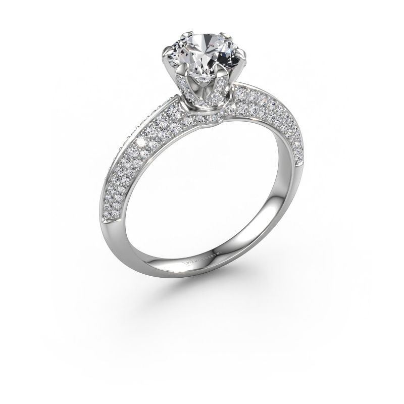 Engagement ring Abby 585 white gold lab grown diamond 1.65 crt