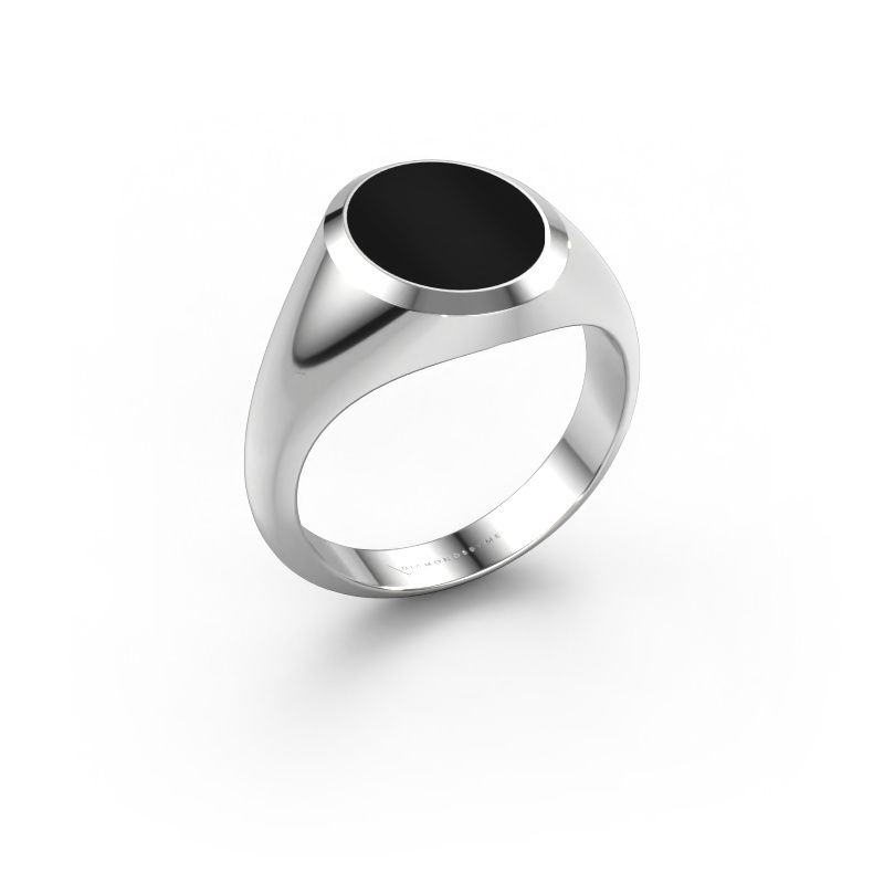 Signet ring Herman 2 585 white gold onyx 12x10 mm
