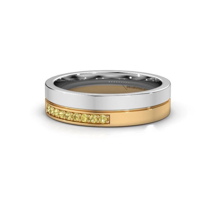 Image of Wedding ring WH0213L15AP<br/>585 white gold ±5x1.7 mm<br/>Yellow sapphire