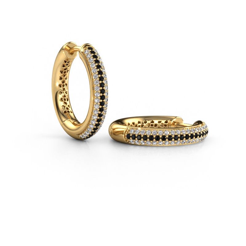 Créoles Tristan B 19 mm 585 or jaune diamant noir 0.62 crt
