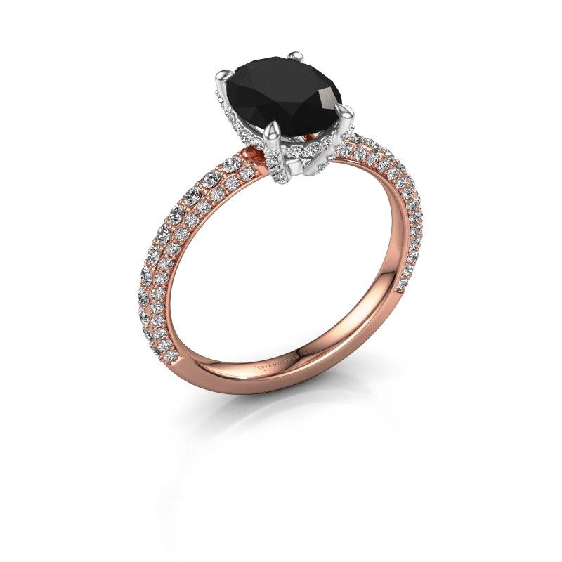 Image of Engagement ring saskia 2 ovl<br/>585 rose gold<br/>black diamond 2.868 crt