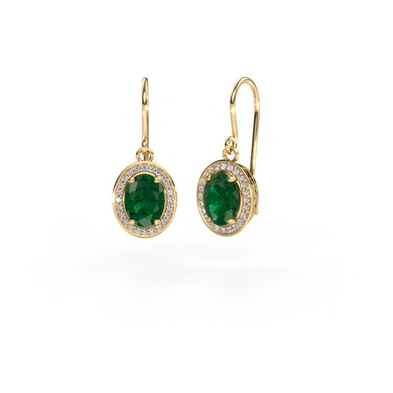 Drop earrings Latesha 585 gold emerald 7x5 mm