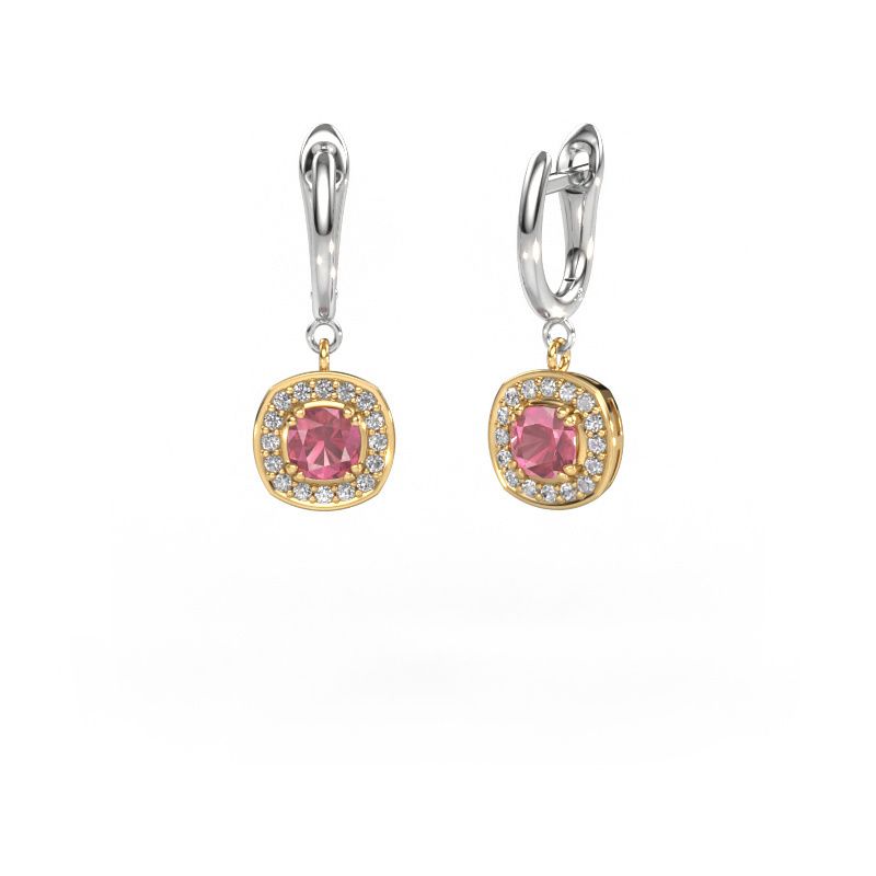 Drop earrings Marlotte 1 585 gold tourmaline pink 5 mm