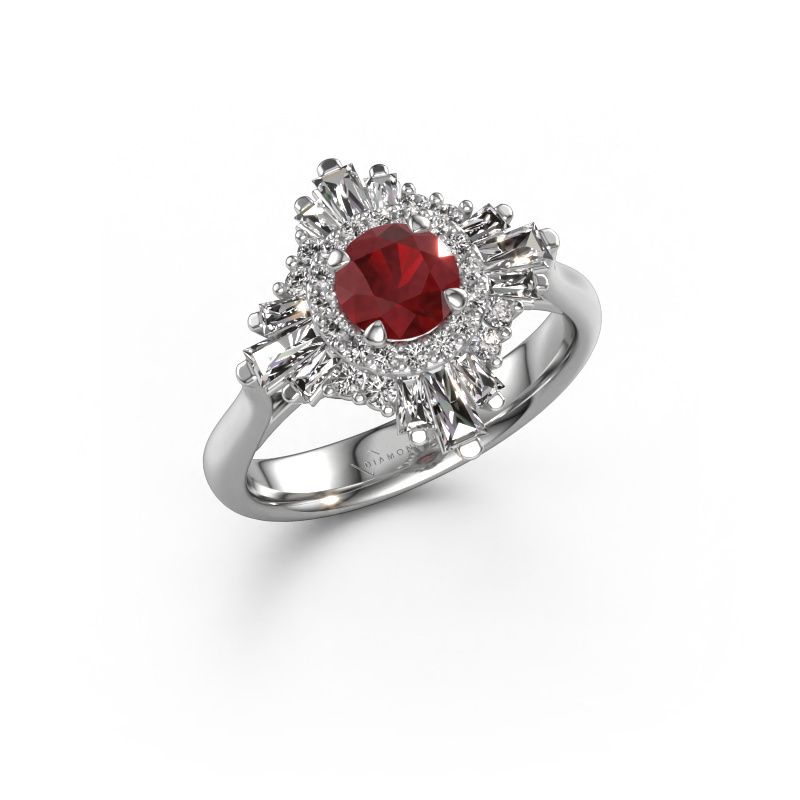 Engagement ring Thalia 585 white gold ruby 5.4 mm