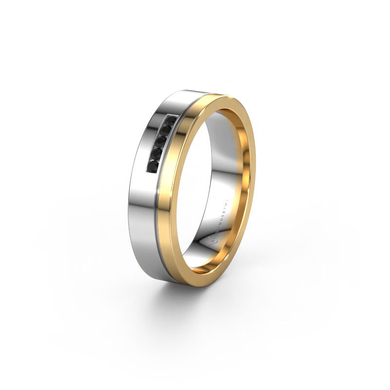 Trouwring WH0307L15AP 585 witgoud zwarte diamant ±5x1.7 mm