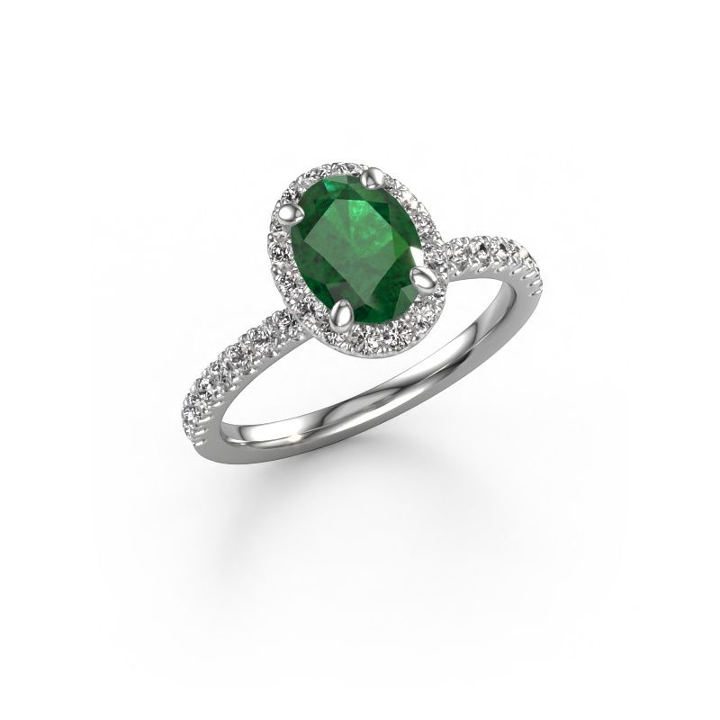 Engagement ring Miranda OVL 950 platinum emerald 8x6 mm