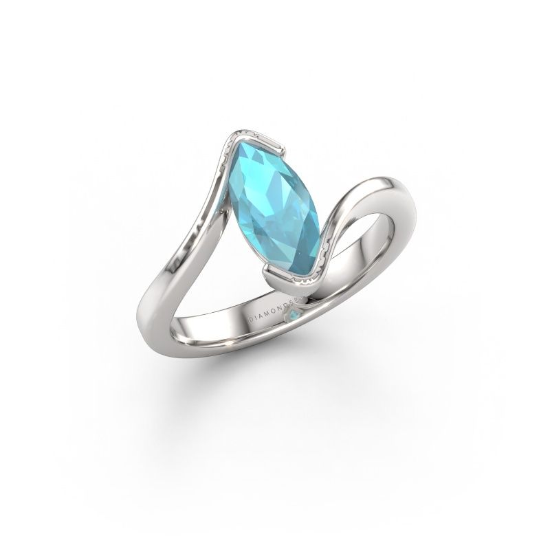 Verlobungsring Serenity 585 Weißgold Blau Topas 10x5 mm