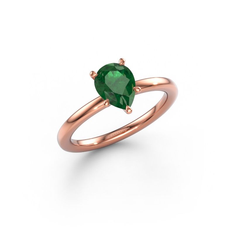Engagement ring Crystal PER 1 585 rose gold emerald 8x6 mm