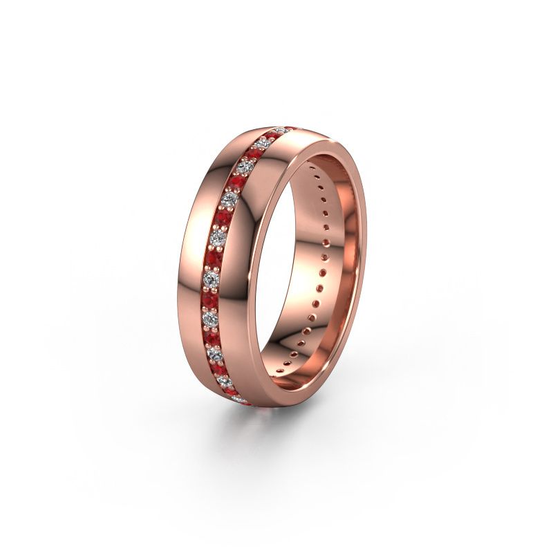 Bague de mariage WH0103L26BP 585 or rose rubis 1.3 mm ±6x2 mm