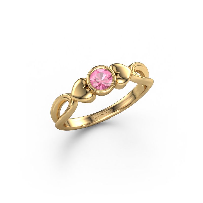 Bague Lorrine 585 or jaune saphir rose 4 mm