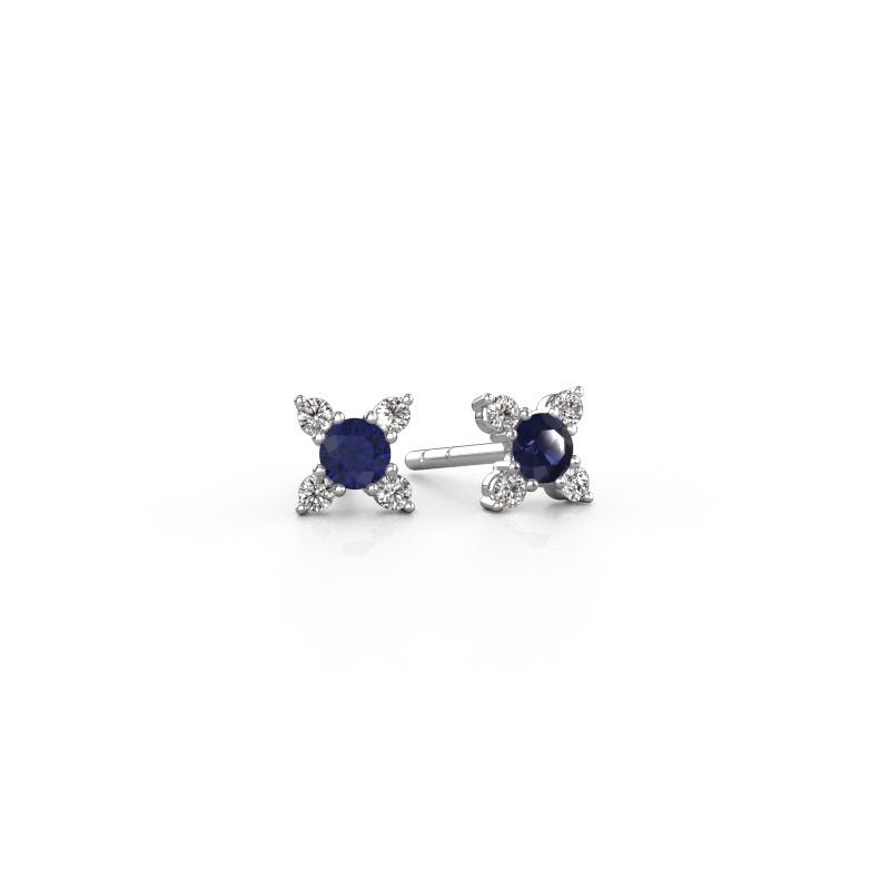 Boucles d'oreilles Nina 585 or blanc saphir 3 mm