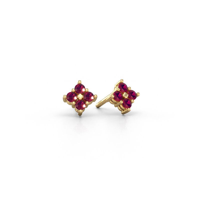 Clous d'oreilles Maryetta 585 or jaune rhodolite 2 mm